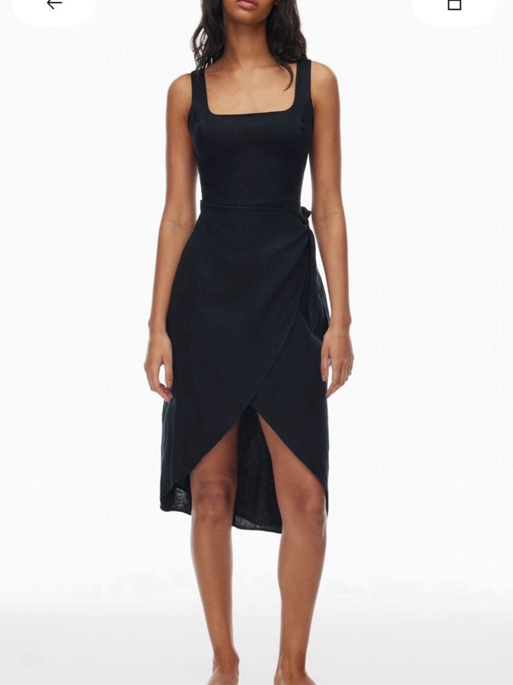 Wilfred Black Square-Neck Wrap Midi Dress